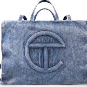 Telfar Blue Denim Large Shopping Tote New in Box